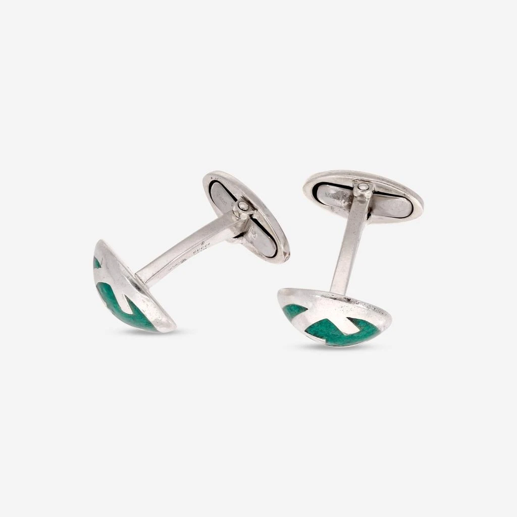 Gucci Gucci Turquoise Enamel & Sterling Silver Cufflinks YBE661585002 2
