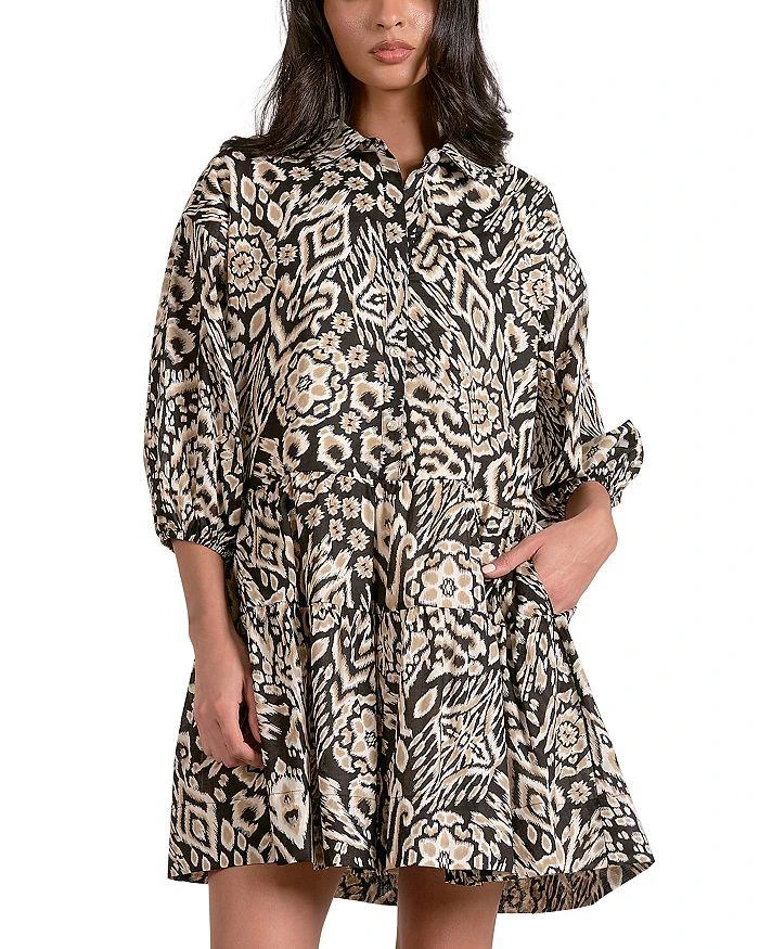 knee length dresses for ladies SPLIT V NECK 3/4 SLEEVE MINI DRESS