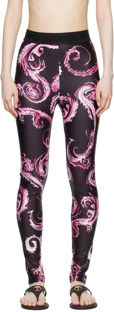Versace Black & Pink Chromo Couture Leggings 1