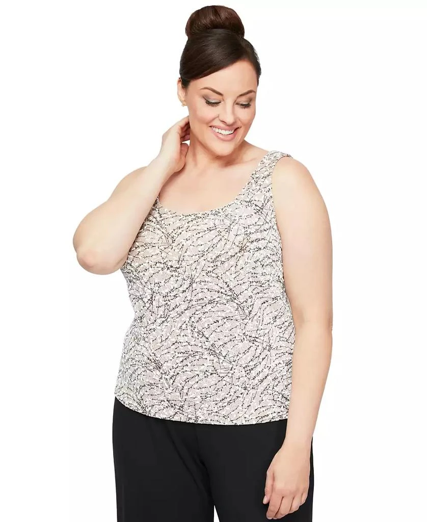 Alex Evenings Plus Size Printed Mandarin Jacket & Top Set 3
