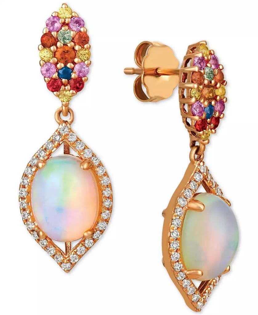 Le Vian Opal (1-5/8 ct. t.w.), Multi-Sapphire (1/2 ct. t.w.) and Diamond (1/4 ct. t.w.) Drop Earrings in 14k Rose Gold