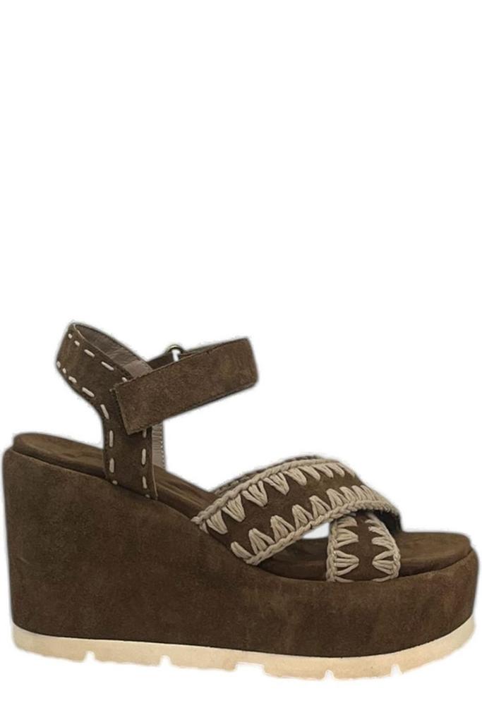 Mou Mou Criss Cross Stitched Wedge Sandals