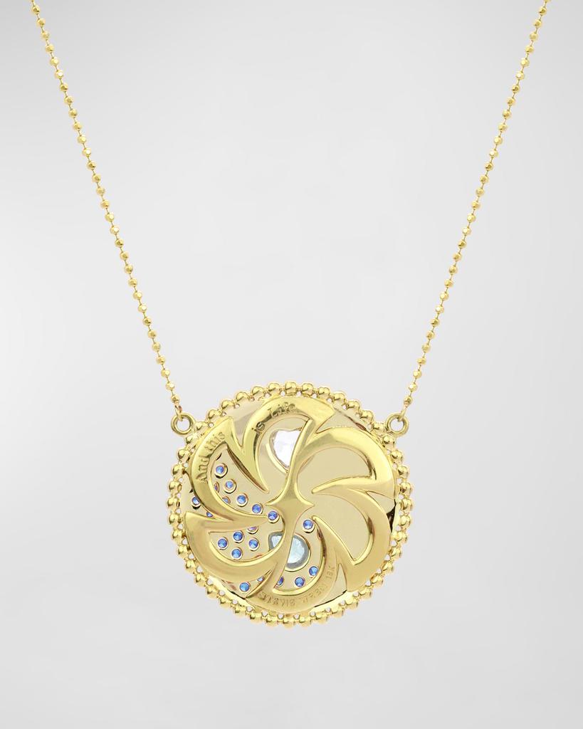 Stevie Wren 18K Yellow Gold Light Blue Enamel Gemini Gem Necklace