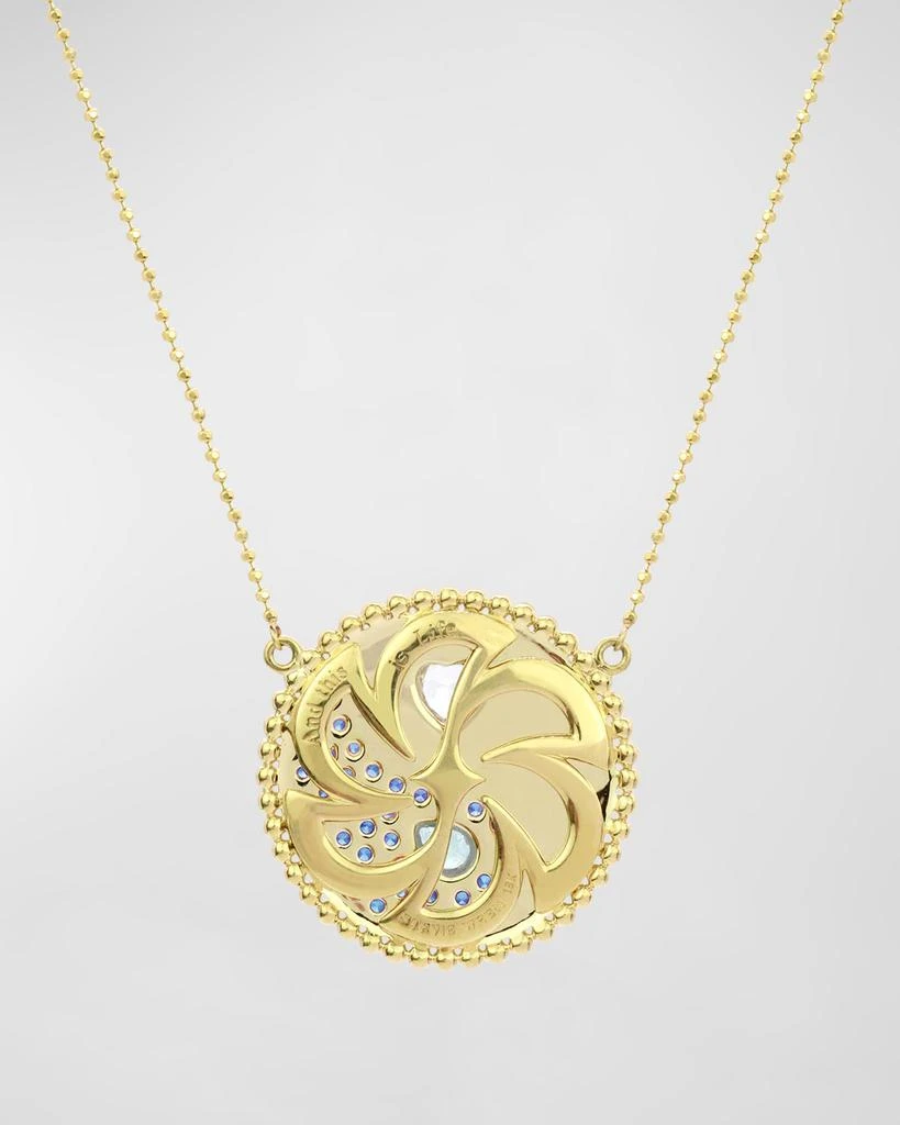 Stevie Wren 18K Yellow Gold Light Blue Enamel Gemini Gem Necklace 2