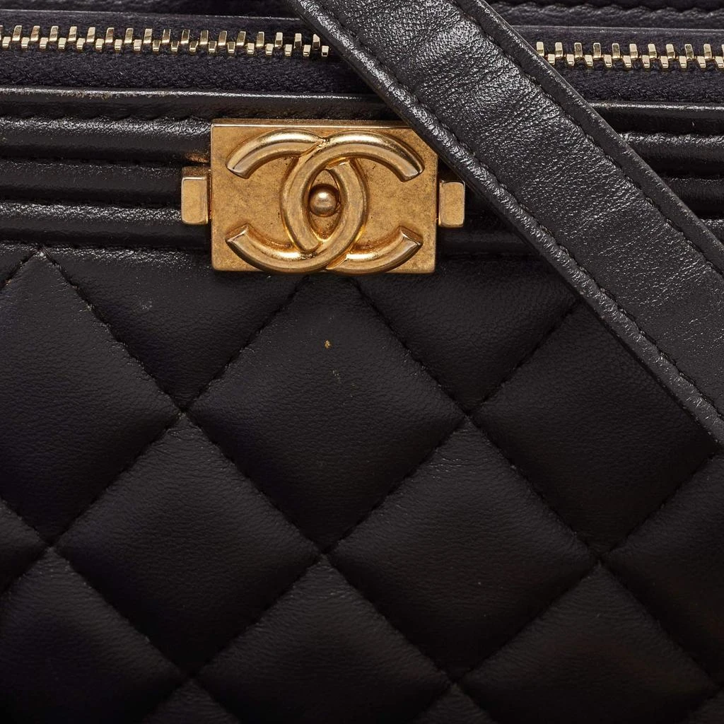 Chanel Chanel Grey Quilted Leather Boy Double Zip Chain Clutch 5