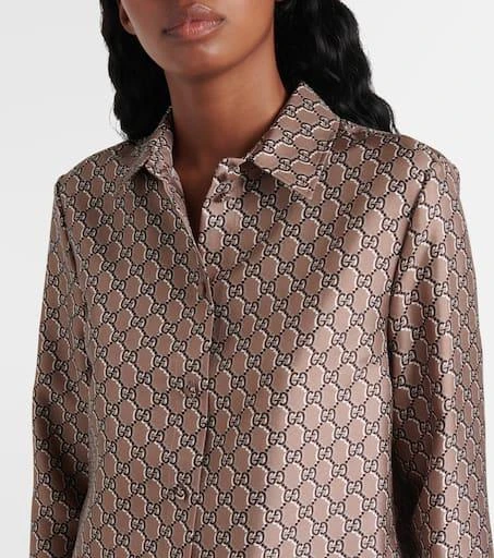Gucci GG Shadow silk satin shirt 4
