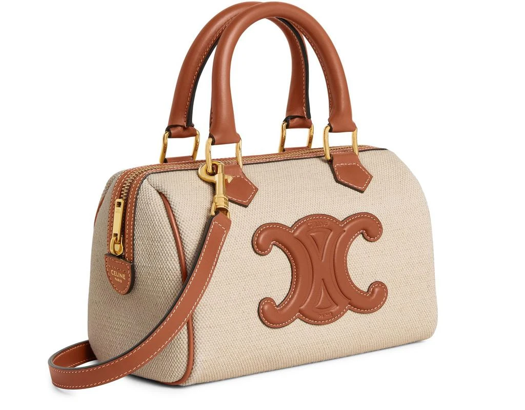 CELINE Small Boston cuir Triomphe in textile and calfskin 2