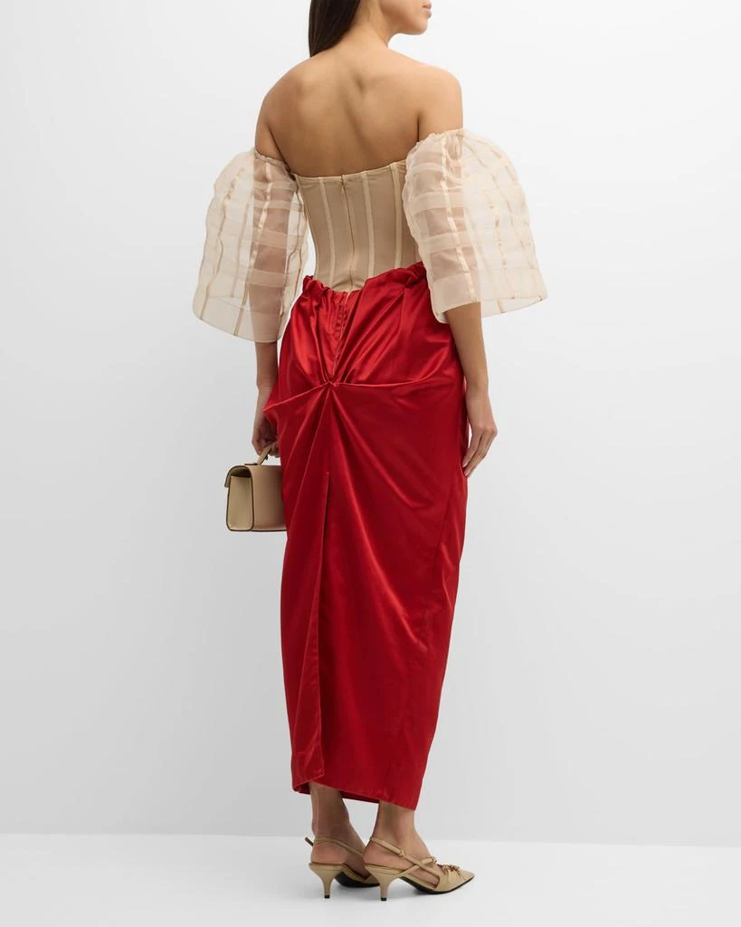 Hellessy Emma Off-The-Shoulder Corset Silk Duchess Maxi Dress 6