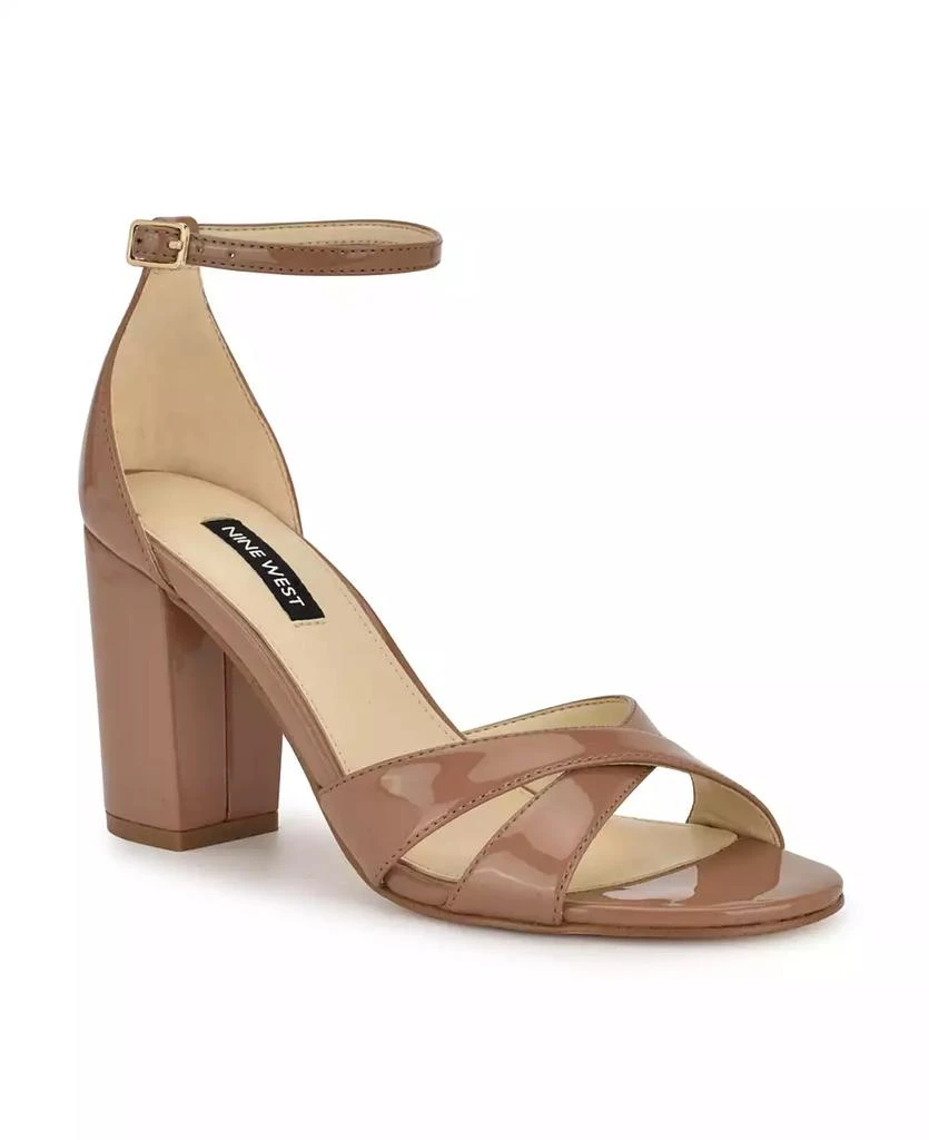 Nine West Women's Saile Criss-Cross High Block Heel Sandals 1