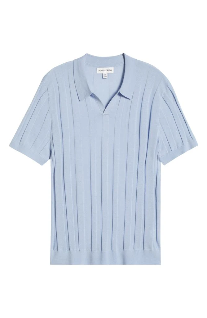 Nordstrom Rib Short Sleeve Merino Wool 
Silk Johnny Collar Sweater 5