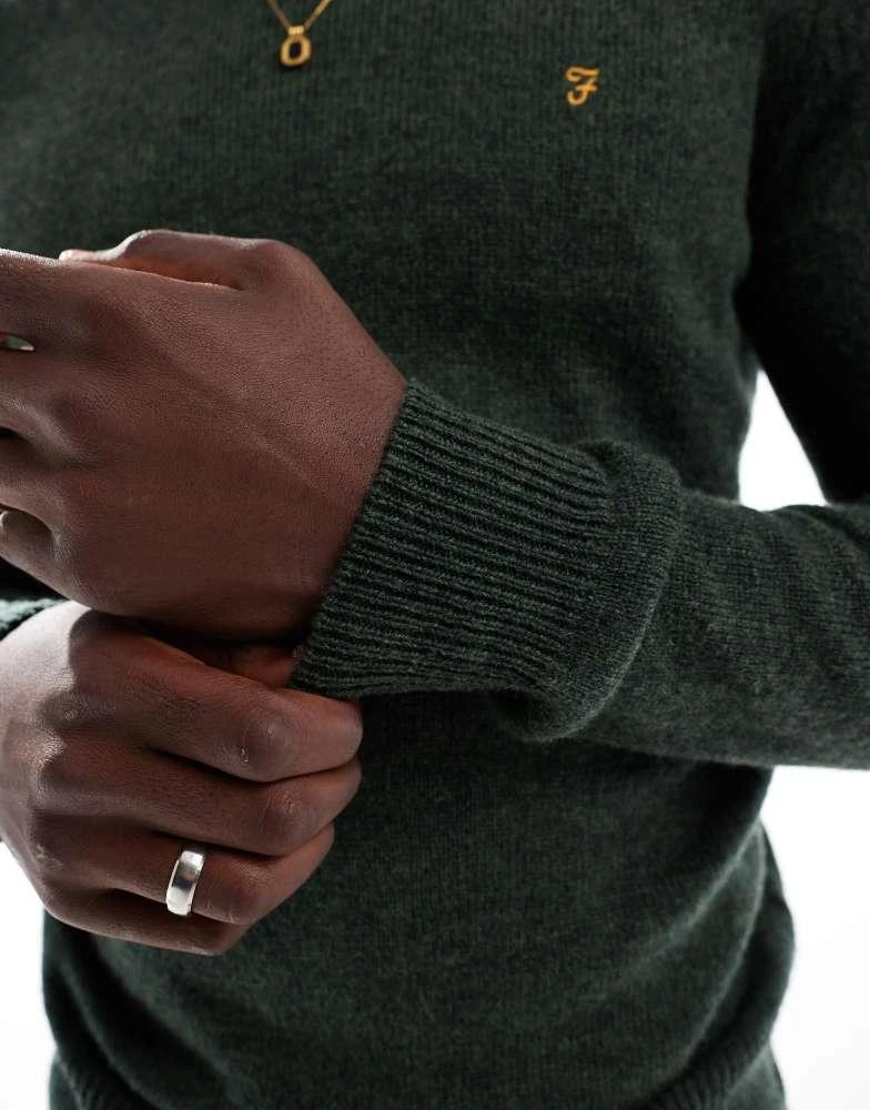 Farah Farah Birchall lambswool jumper in green 4