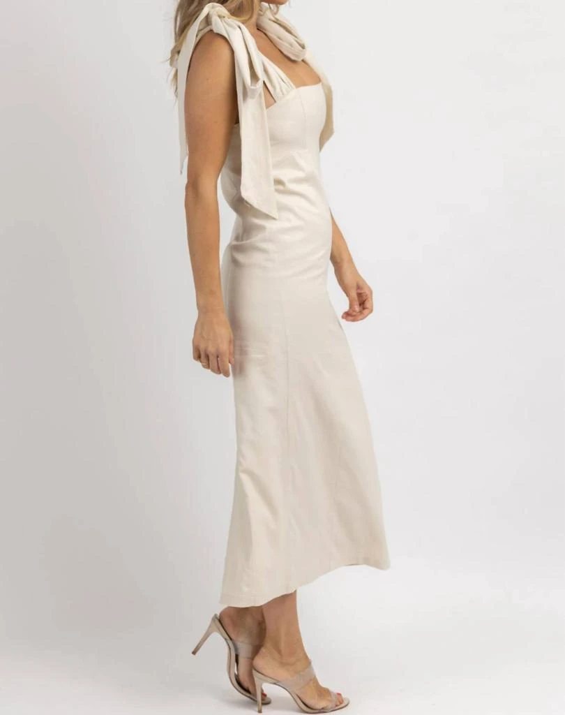Bacon Lettuce Tomato Ella Linen Bow Strap Midi Dress In Taupe 2