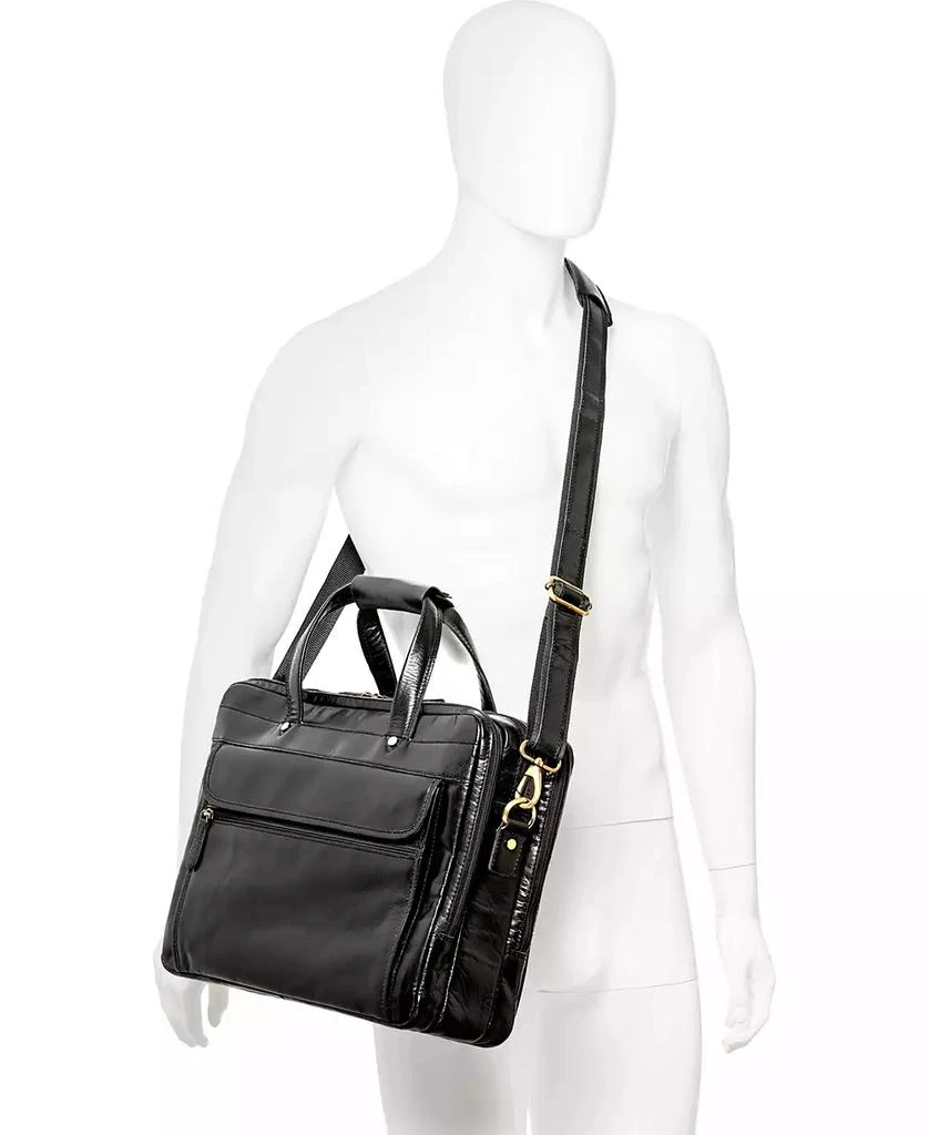 Mancini Leather Goods Men's Triple Compartment Briefcase 7