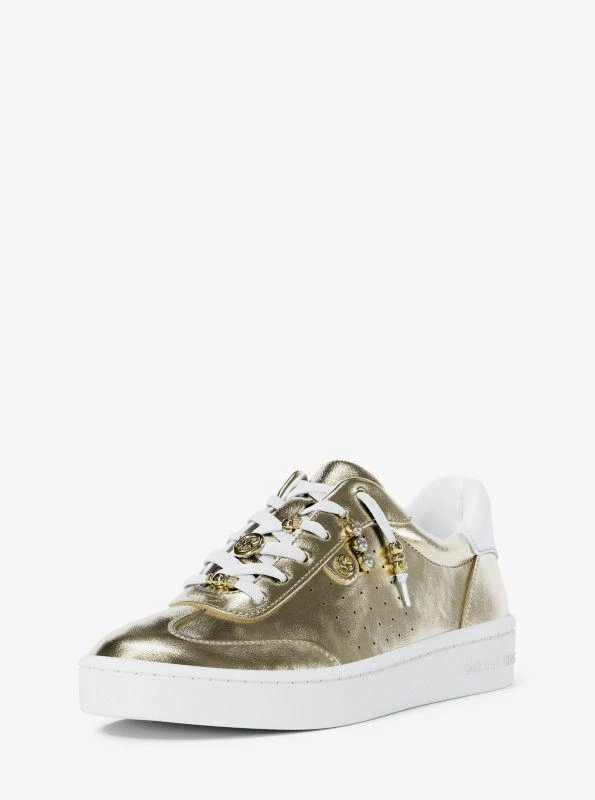 Michael Kors Scotty Embellished Metallic Leather Sneaker 2