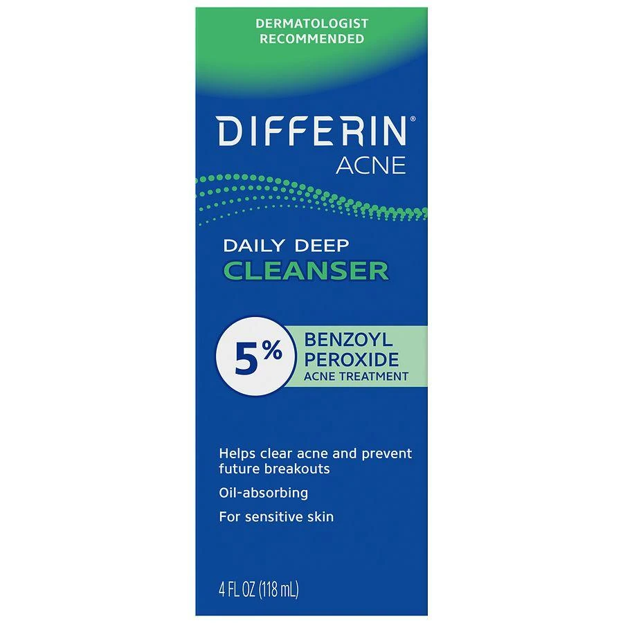 Differin Daily Deep Cleanser for Sensitive Skin with 5% Benzoyl Peroxide Acne Treatment 1