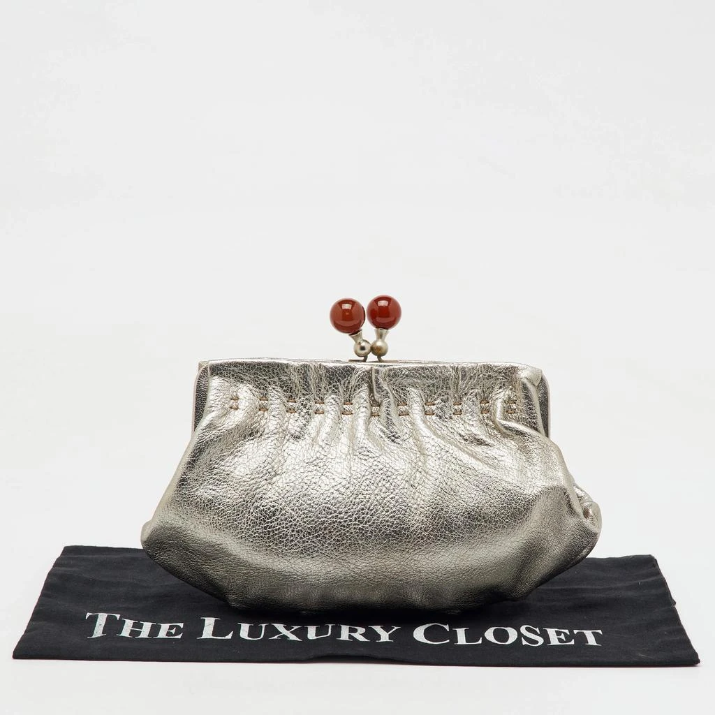 Marni Marni Silver Leather Twisted Lock Clutch 11