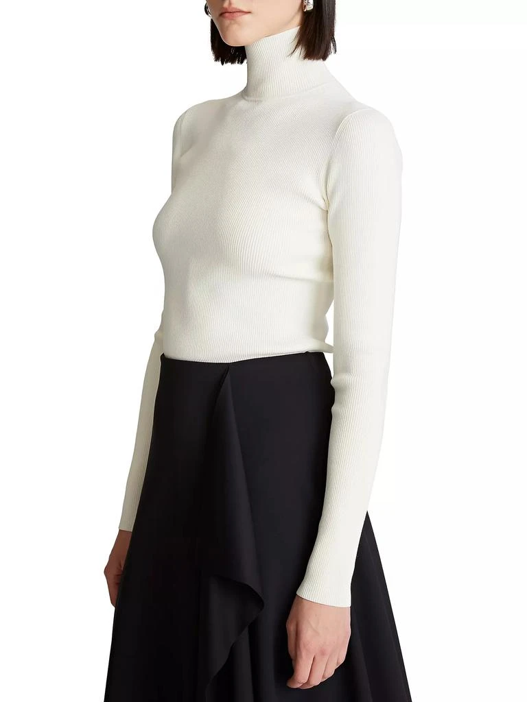 Halston Ty Rib-Knit Turtleneck 4