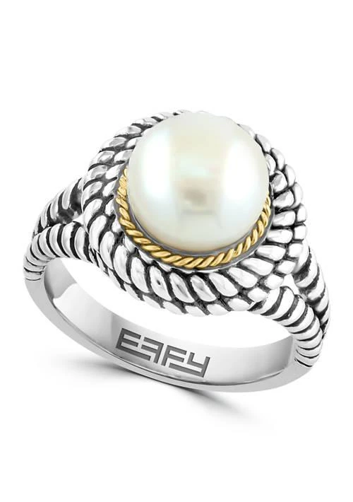 Effy Freshwater Pearl Cable Ring in Sterling Silver and 18K Yellow Gold