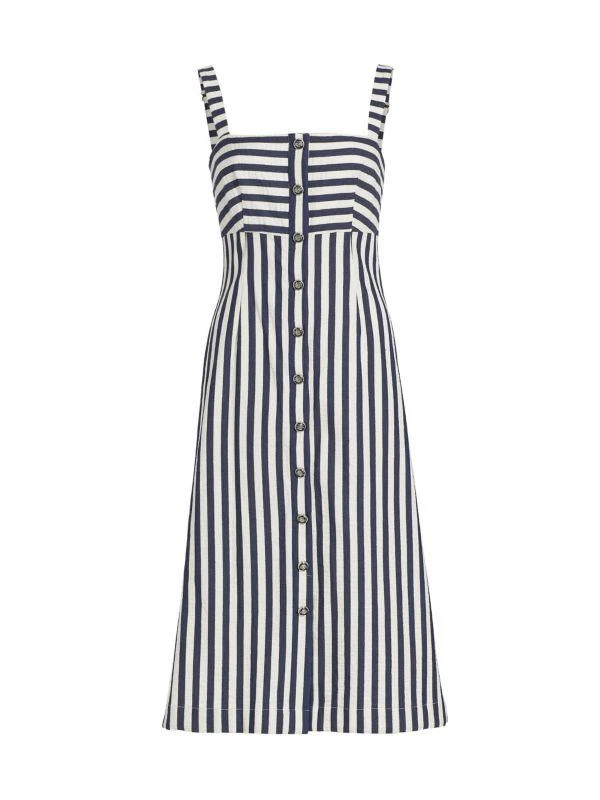 VERONICA BEARD Artie Striped Sleeveless Midi Shirtdress 5