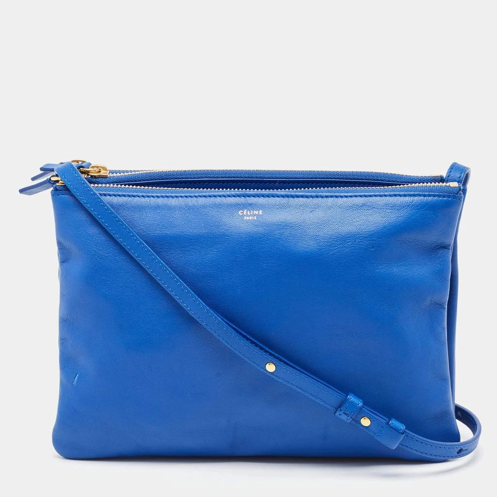 Celine Celine Blue Leather Large Trio Zip Crossbody Bag 1