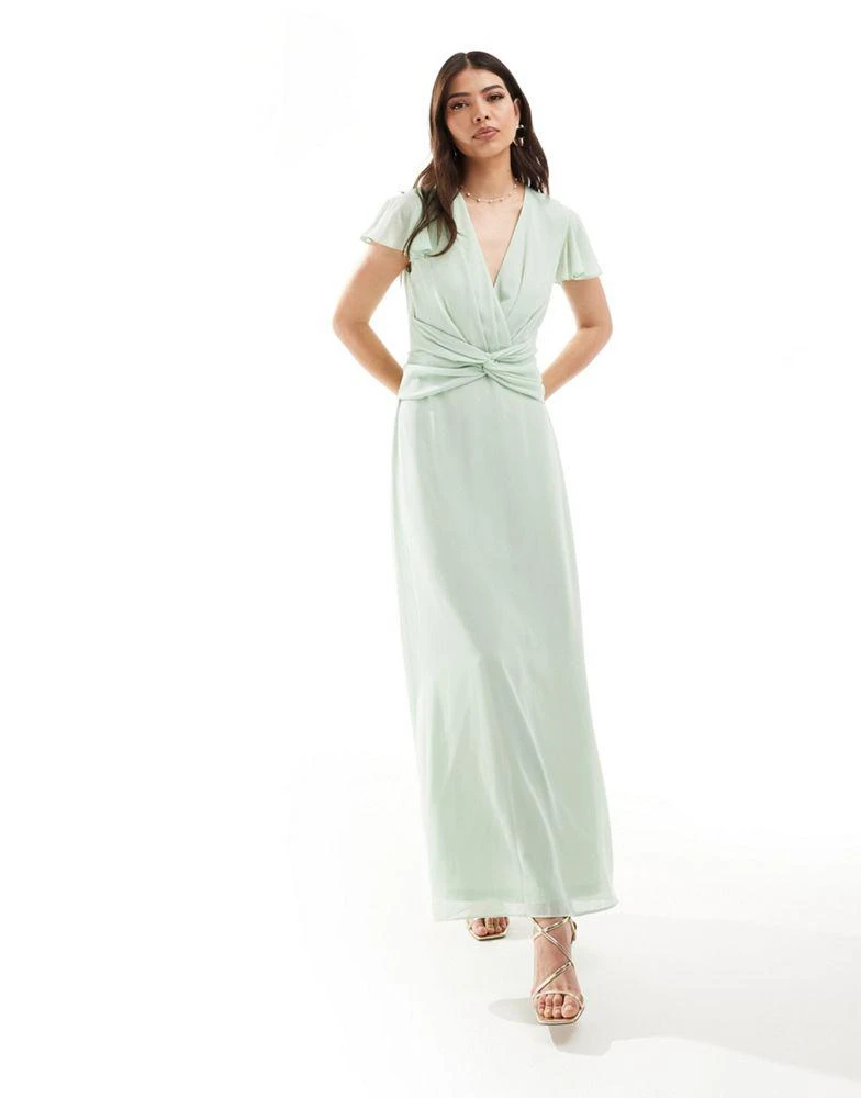 TFNC TFNC Bridesmaid wrap front maxi dress in fresh mint 1