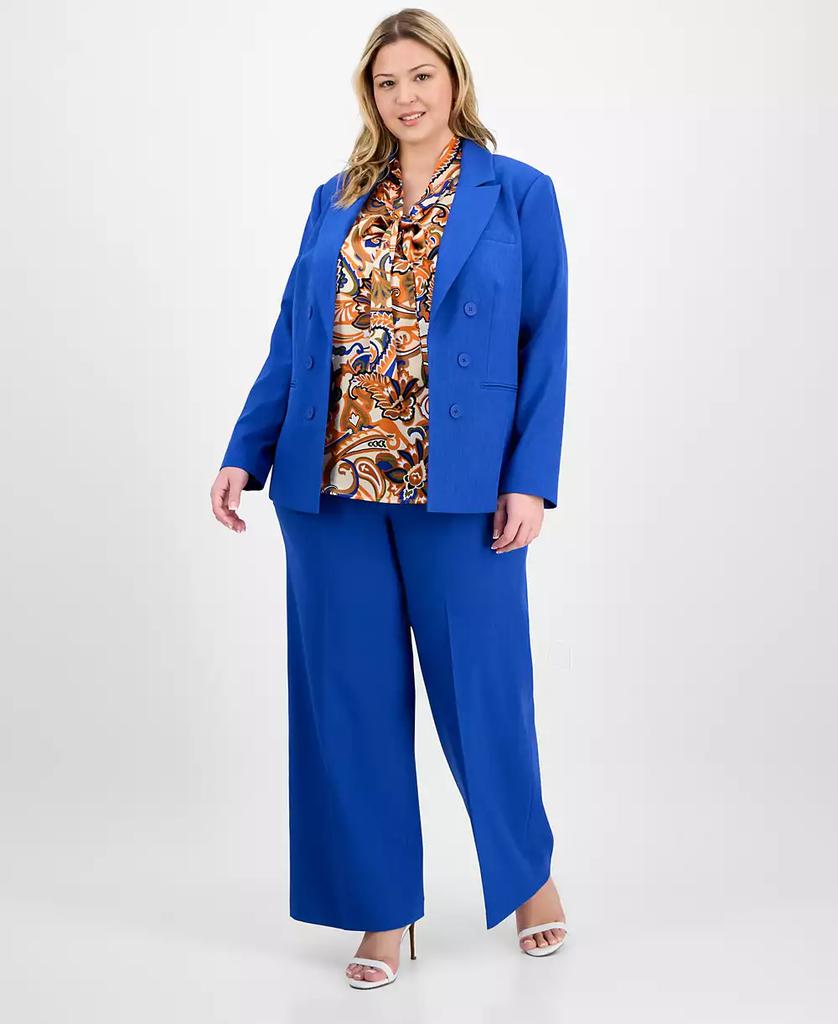 Tahari Plus Size Faux Double-Breasted Boyfriend Blazer