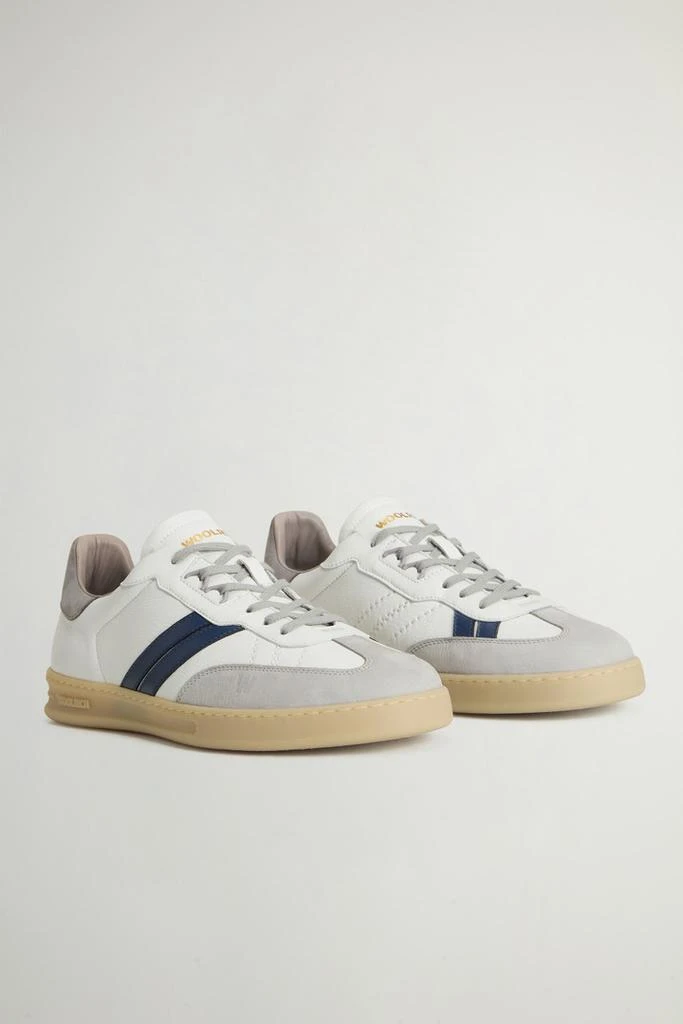 Woolrich Doubleu Tennis Sneakers in Leather with Side Stripes - Men - White 2