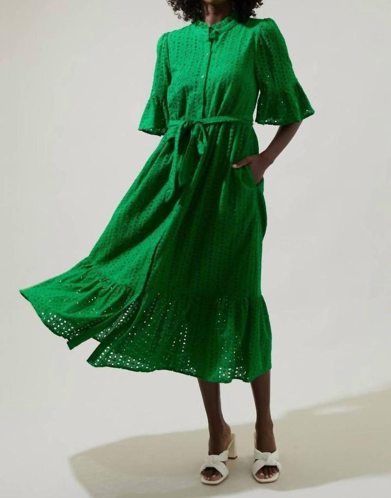Sugarlips Sugarlips - Eyelet Button Down Midi Dress