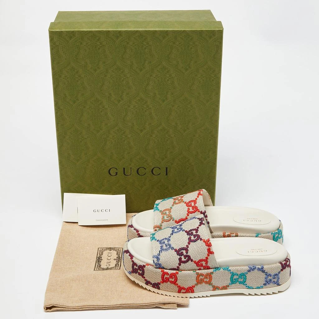 Gucci Gucci Multicolor GG Monogram Canvas Angelina Platform Slide Sandals Size 38 9