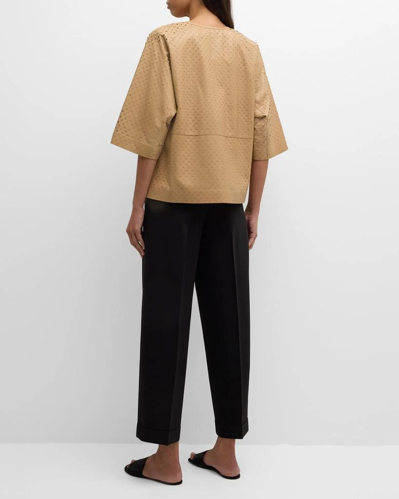 Lafayette 148 New York Perforated Nappa Leather Jacket 4