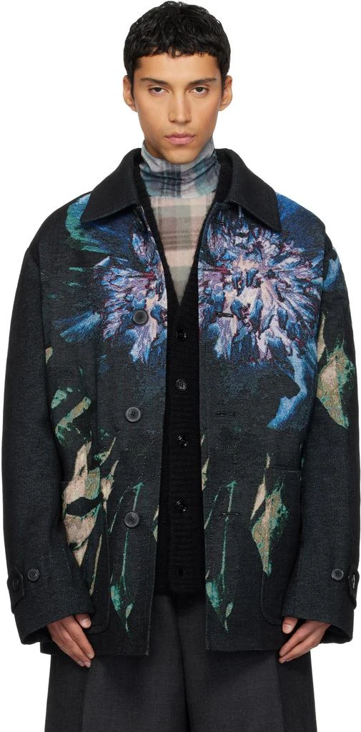 Dries Van Noten Black Jacquard Coat 1