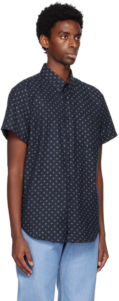 Naked & Famous Denim Navy Printed Shirt