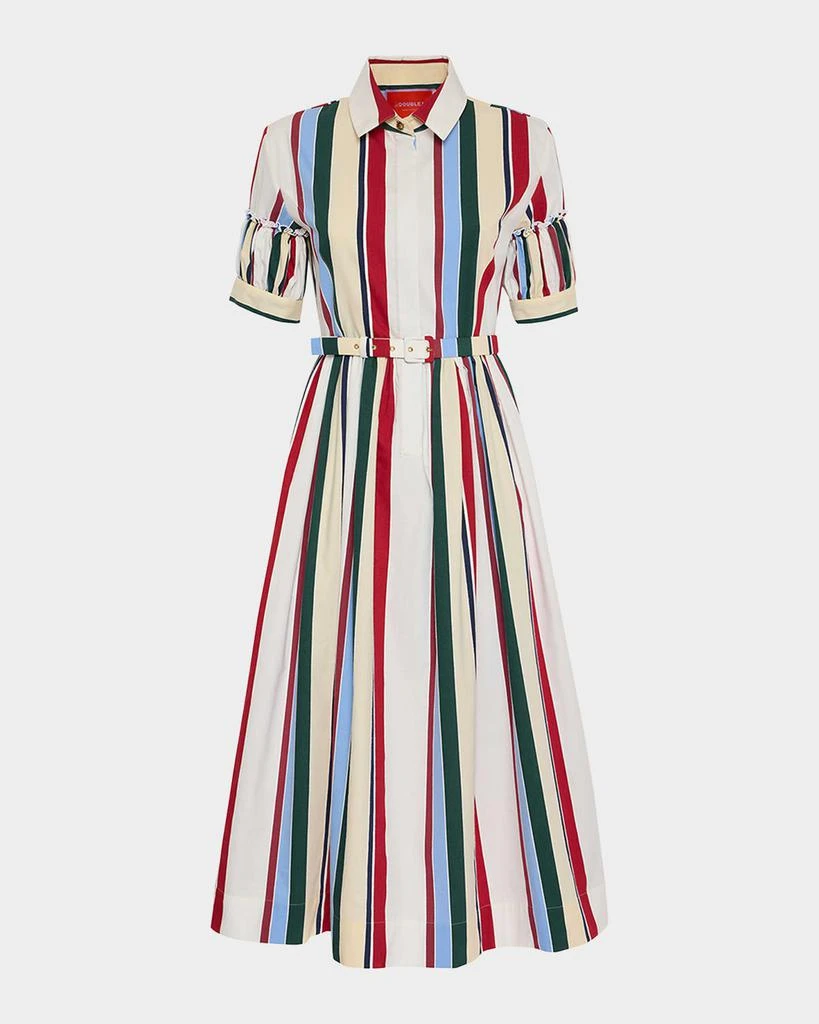 LA DOUBLE J Striped Belted Midi Dress 1