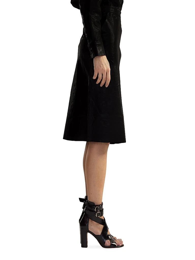 Cynthia Rowley Leather High-Waisted Back-Slit Midi-Skirt 2