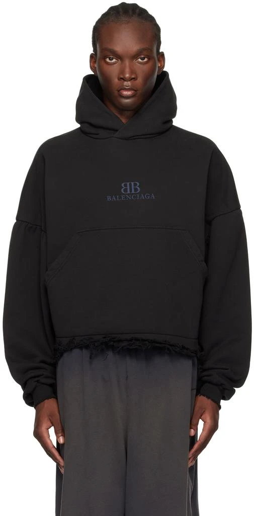 Balenciaga Black Raw Edge Hoodie 1