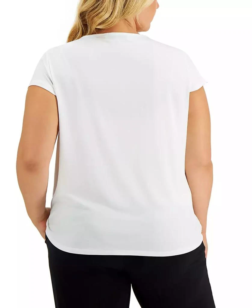Kasper Plus Size Stretch Knit Short-Sleeve Cowl-Neck Top 2