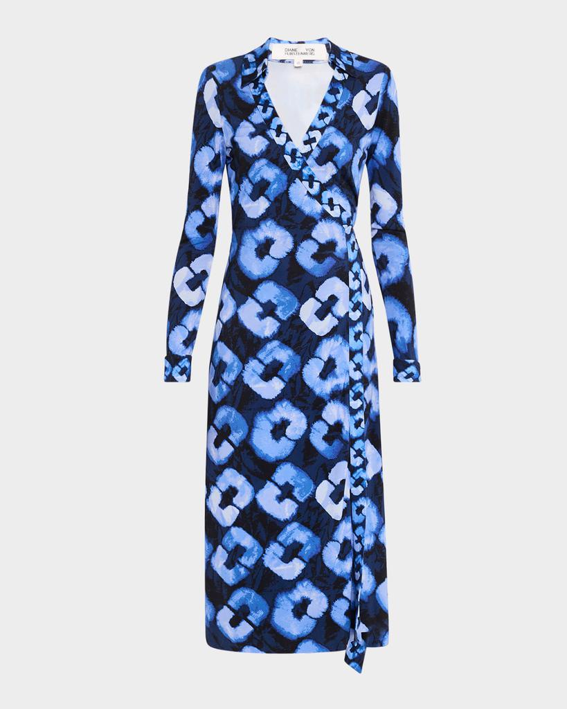 Diane von Furstenberg Abigail Geometric-Print Silk Midi Wrap Dress