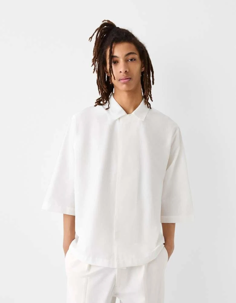 Bershka Bershka Collection revere collar shirt in white 1