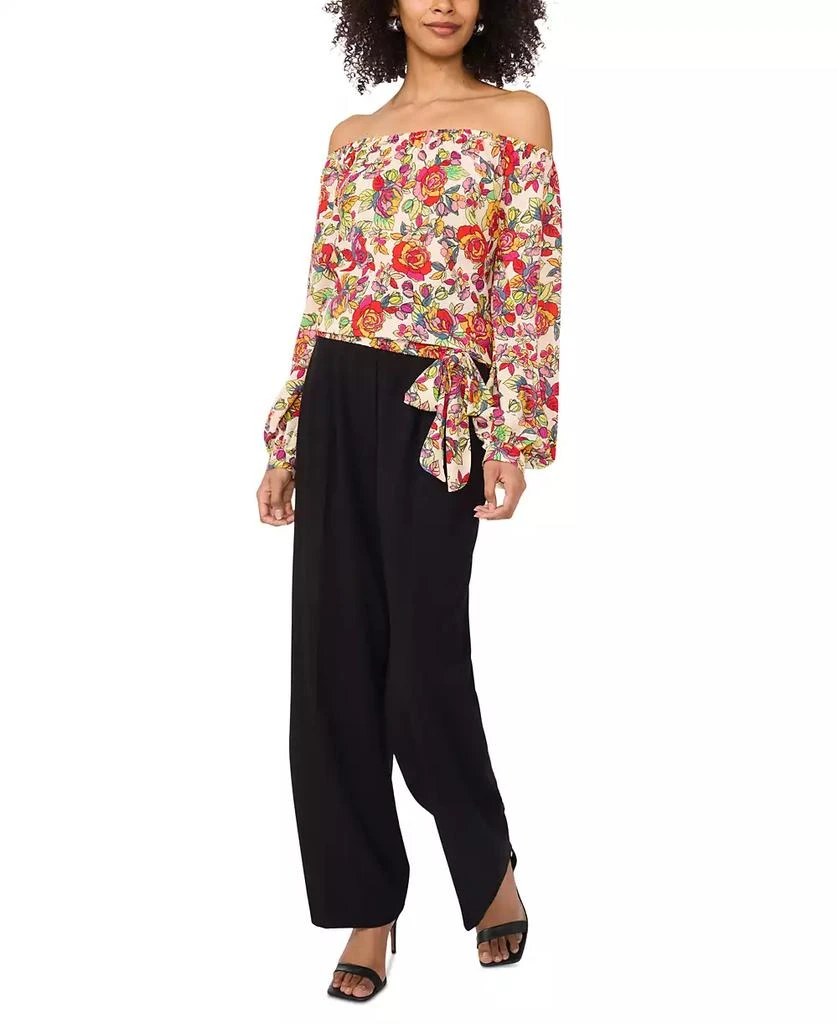 Vince Camuto Women's Floral Off-The-Shoulder Long-Sleeve Tie-Front Blouse 2