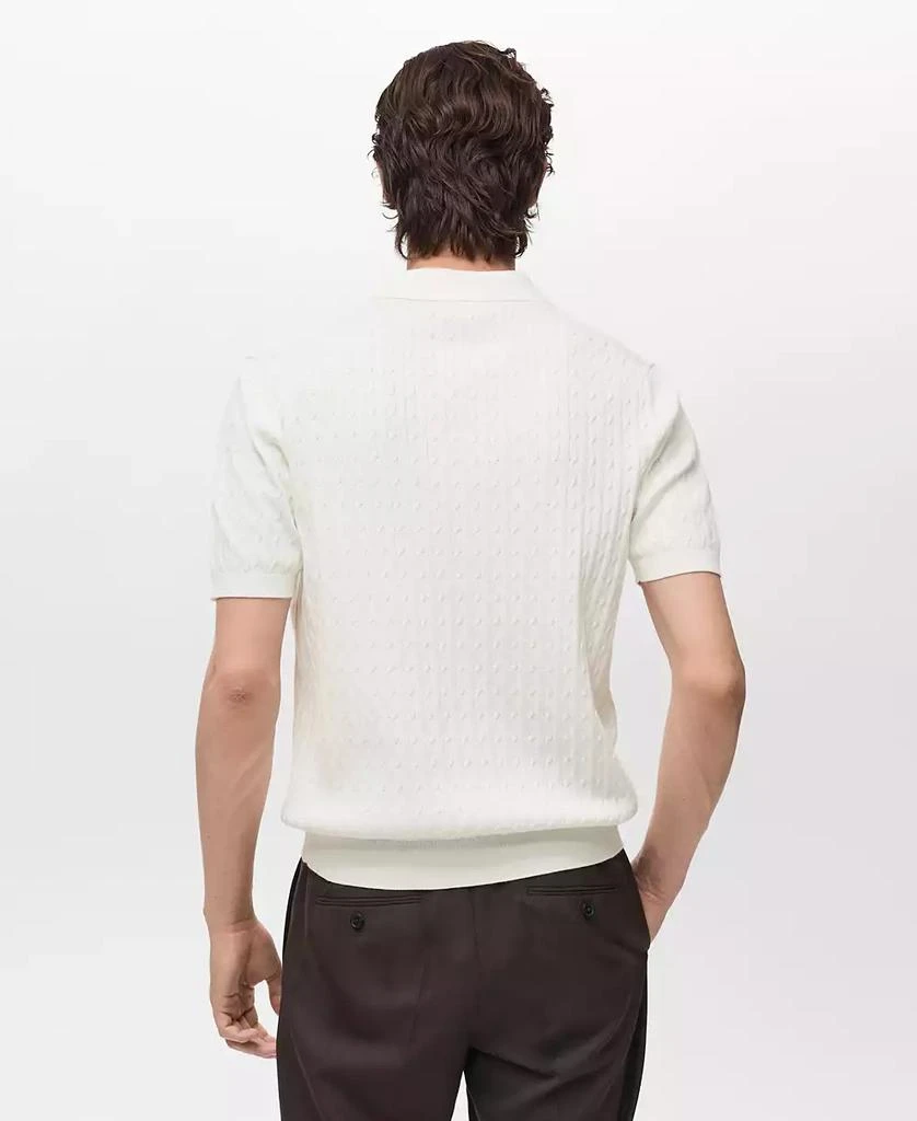 Mango Men's Cotton Braided Knitted Polo Shirt 3