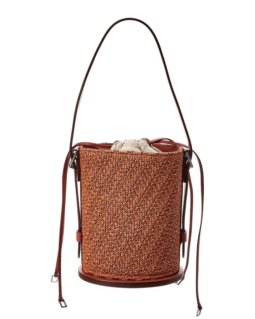 Max Mara Logo Plaque Leather-Trim Bucket Bag 2