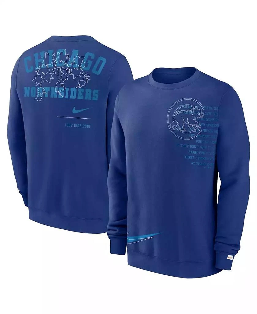 NIKE Men's Royal Chicago Cubs Statement Ball Game Fleece Pullover Sweatshirt 1