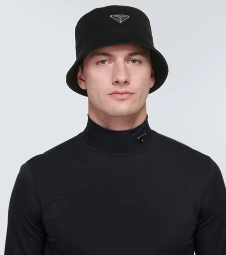 Prada Logo cotton corduroy bucket hat 2