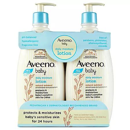 Aveeno Aveeno Baby Daily Moisture Lotion with Pump, 24hr Protection 18 fl. oz., 2 pk.