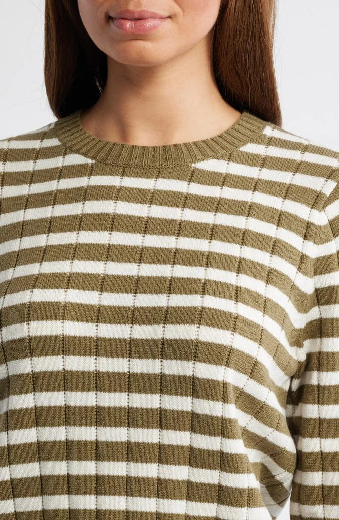Caslon Stripe Crewneck Rib Sweater 4