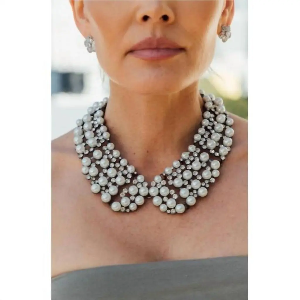 Eye Candy Los Angeles Eye Candy Los Angeles - Women's Pearl & Crystal Statement Collar Necklace