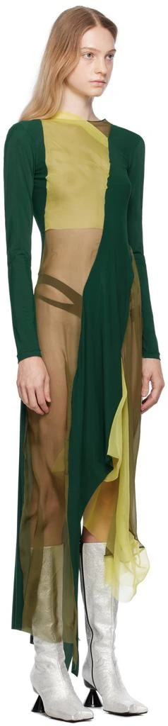 PAULA CANOVAS DEL VAS Yellow & Green Paneled Midi Dress 2