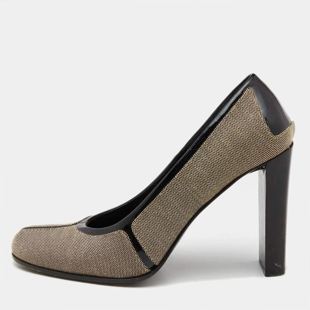 Gucci Gucci Brown/Black Canvas and Patent Leather Court Saith Square Toe Pumps Size 36 1