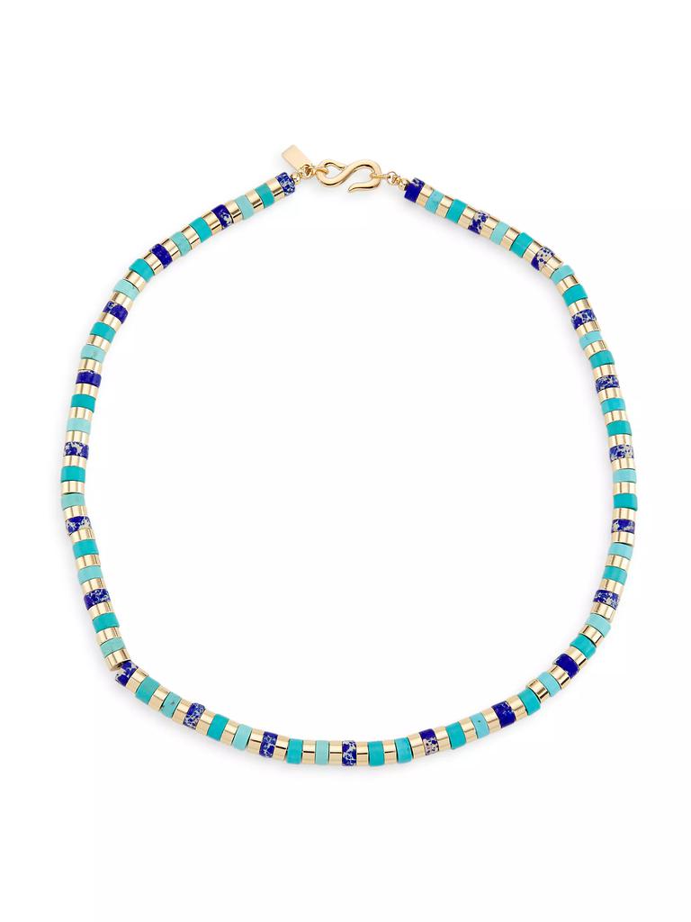 Kenneth Jay Lane 14K-Gold-Plated, Turquoise & Lapis Lazuli Beaded Necklace