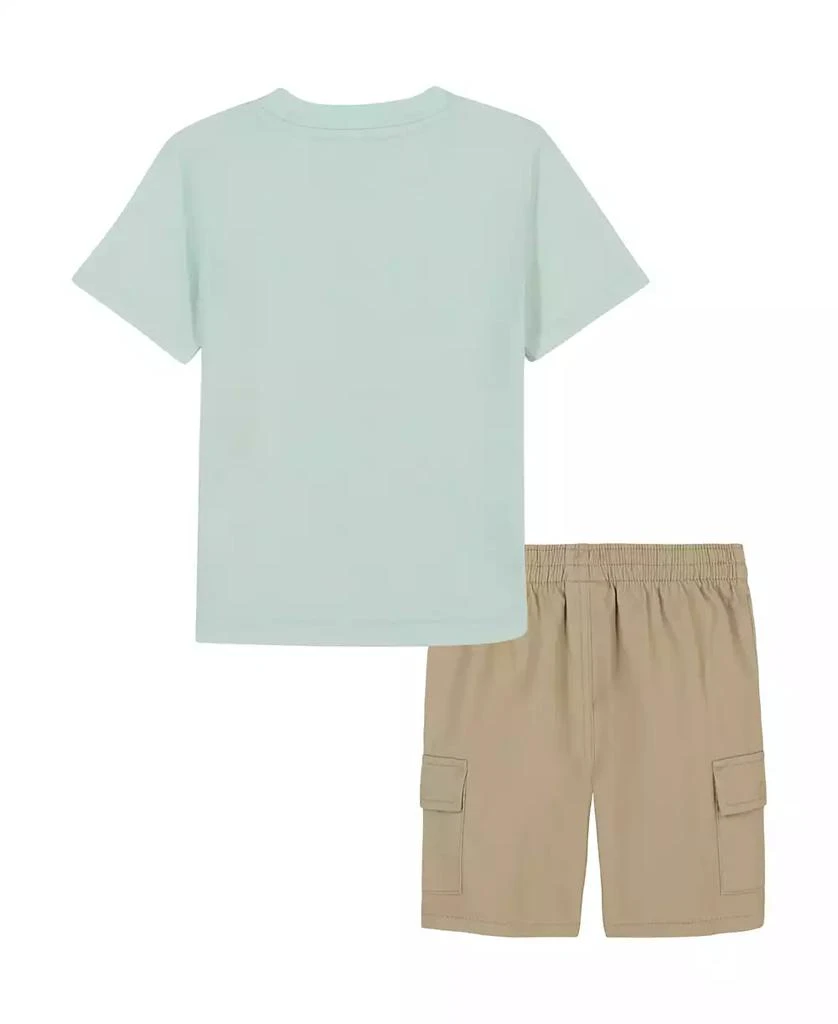 Calvin Klein Toddler and Little Boys Tonal Logo Short Sleeve Tee and Twill Cargo Shorts, 2-Piece Set 2